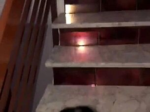 Couple enjoy sex on the staircase while neighbors sleep