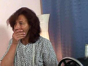 Old and young: 60 years old granny rides a dick of young boy