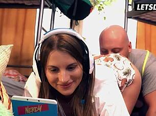 Gamer girl Stella flexes, affording steamy, wild fun