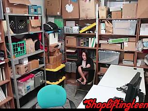 Real teen caught shoplifting and gets fucked right on the spot
