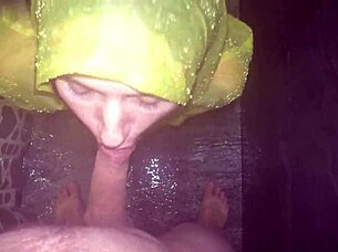 Girl offered blowjob in raincoat under shower