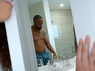 Petite ebony chick gets her pussy destroyed by a huge dick of stepdad