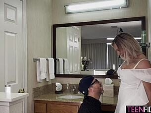 The busty blonde Gracie Gates received a facial from an unknown guy