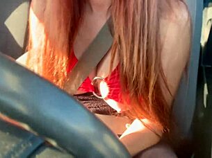 Artemisia's big tits bounce during long car rides