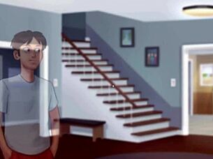 The guy played with the girl’s tongue under the kitchen table