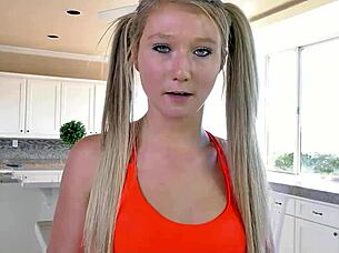 Step-sister caught watching porn, seduced and fucked hard