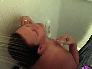 The BBW housewife gets naked and fucks like a slut