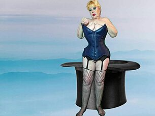 dark magician granny's solo dildo play from pov, close up, big tits.