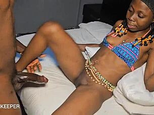 A bad girl from Lagos gets her pussy stretched by a big black dick