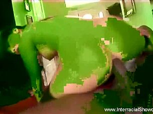 Asian MILF fucks with a black guy’s big cock in her ass