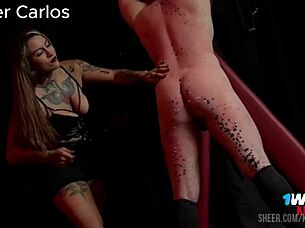 Licking my slave's hole with a whip in my hand