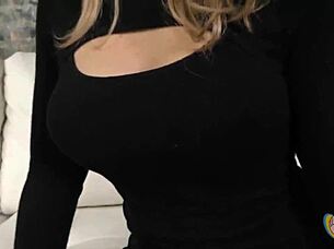 Hot blonde MILF Stevie Lix wanks her stepson’s cock until he comes