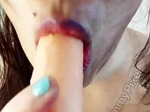 The girl satisfies her sexual needs with a dildo