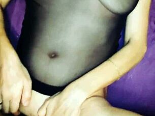 An amateur couple making love with rough passion
