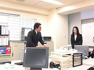 Young Asian woman caught in steamy office encounter