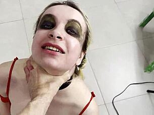Rough domination in the kitchen with a squirting blonde
