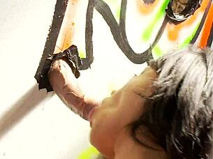 Kerry Louise gets creampied through the wall at the gloryhole