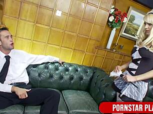 A hot maid in a sexy uniform, Lou Lou, cleans Kai Taylor’s dick
