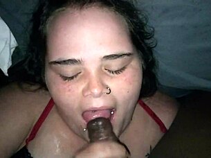 A white fat woman with big boobs deeply fucked by a black guy