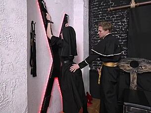 Wow! Watch A Naughty Nun Atone Intensely Before The Priest In Wild Action!