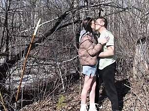 caught a young 18+ vixen and drilled her in forest  