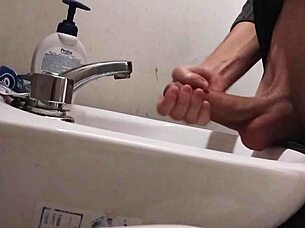hey man, i'm resting my balls on the sink prepping this huge cock for a massive cumshot explosion