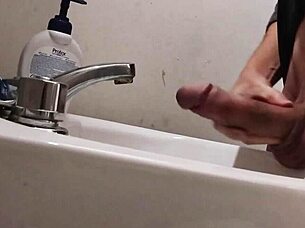 hey man, i'm resting my balls on the sink prepping this huge cock for a massive cumshot explosion