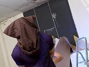 Two bombshell milfs dominate a stranger in femdom ffm threesome at the office