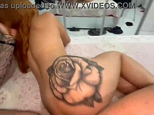 young brazilian redhead housewife flashes natural tits while kissing amateur latina friend