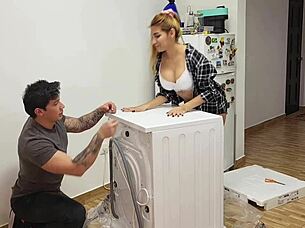I finally convince my hot neighbor to join me for some fun while my husband's away at work.