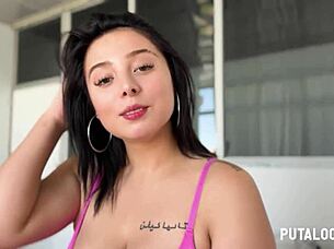 celeste morant the busty colombian swallows cum in a steamy amateur threesome