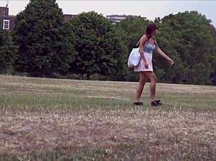 A British exhibitionist gets naughty in public