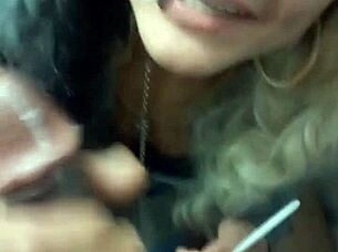 18 year old girl gives blowjob on BBC