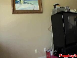 Busty girl's pussy and tits rubbing together
