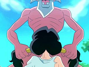kame paradise 3 part 2 - busty videl gives wild blowjob in hentai game action