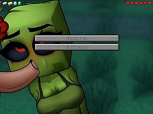 This Hentai Parody features the Creeper girl's massive tits exploding
