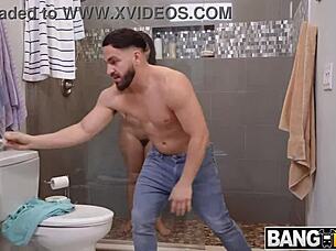 Busty brunette gets a rough wild pussy fuck
