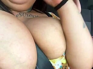 Natural tits and big fat in public