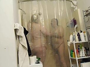 This video shows a gorgeous couple together naked showering