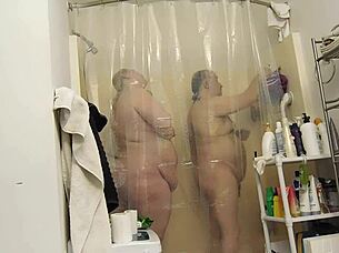 This video shows a gorgeous couple together naked showering