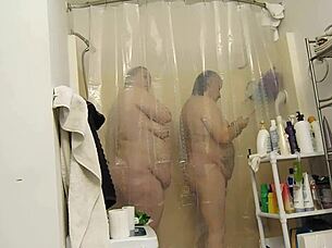 This video shows a gorgeous couple together naked showering