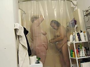 This video shows a gorgeous couple together naked showering