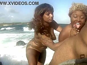 Nina Rivera And Porsha Carrera Sucking Don Whoe On Beach