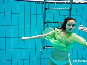 Wet and wild at the pool — Hairy teenie!