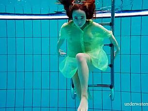 Wet and wild at the pool — Hairy teenie!