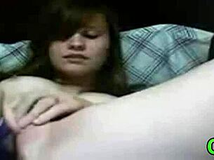 Talented webcam girl enjoys her own play with her toys