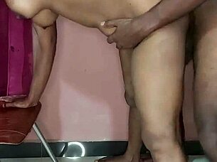 Amateur Indian couple get into a hot ride in a chair