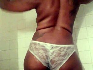 Twerk addict Black beauty s both in short skirt and panties
