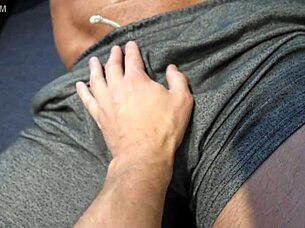 Muscle stud lets me grope his sexy feet and massive cock. How far will this go?