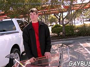 Blindfolded guy gets tricked into intense blowjob by muscular hunk